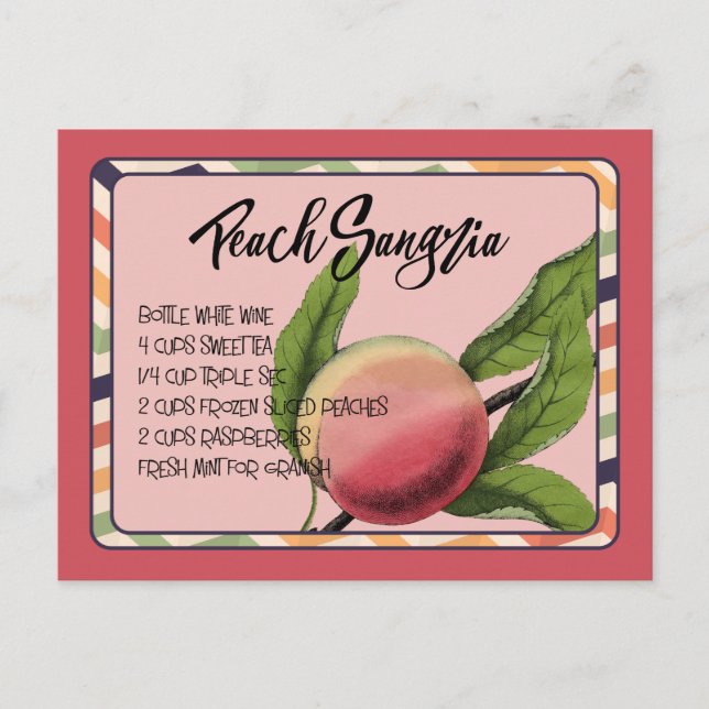 Summer Drinks Peach Sangria Postcard (Front)