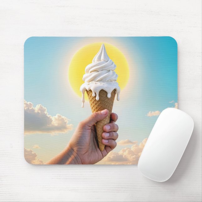 Summer Dripping Ice Cream Cone Mouse Pad (With Mouse)