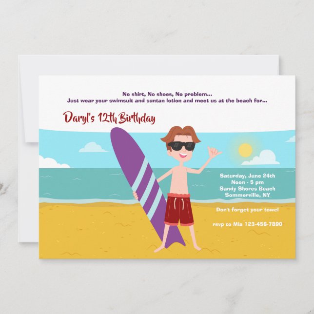 Summer Dude Invitation (Front)