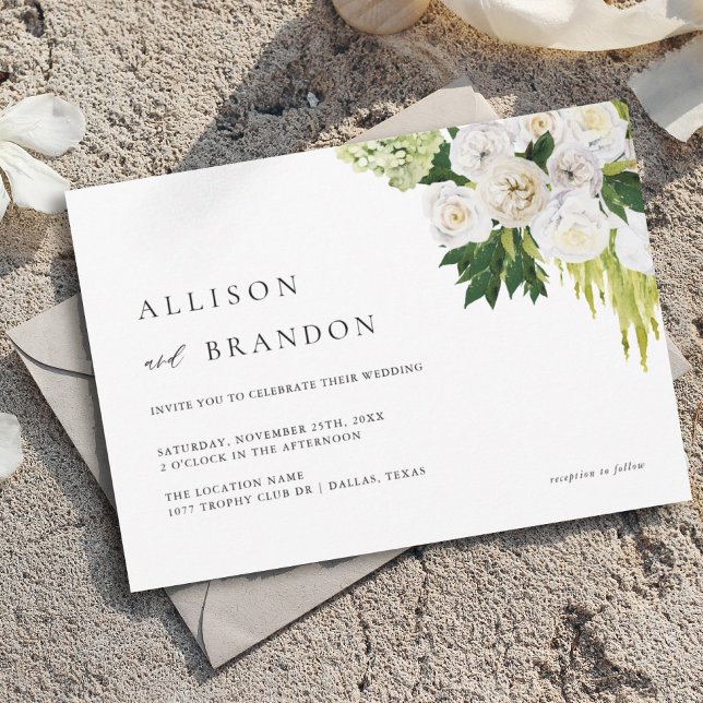 Summer Elegant Greenery Floral Wedding Invitation (Creator Uploaded)