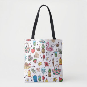 Summer Elements Vintage Seamless Pattern Tote Bag