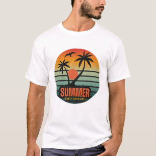 Summer, Enjoy Your Life, Retro sunset beach T-Shirt