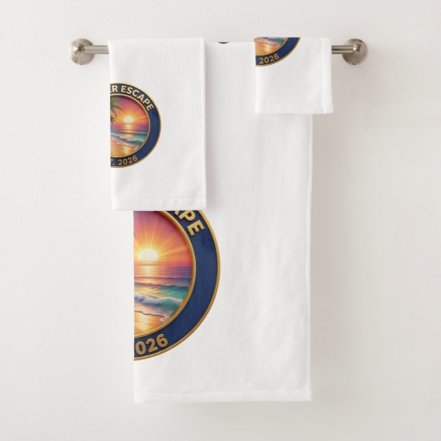 Summer Escape Tropical Beach Sunset Bath Towel (Insitu)