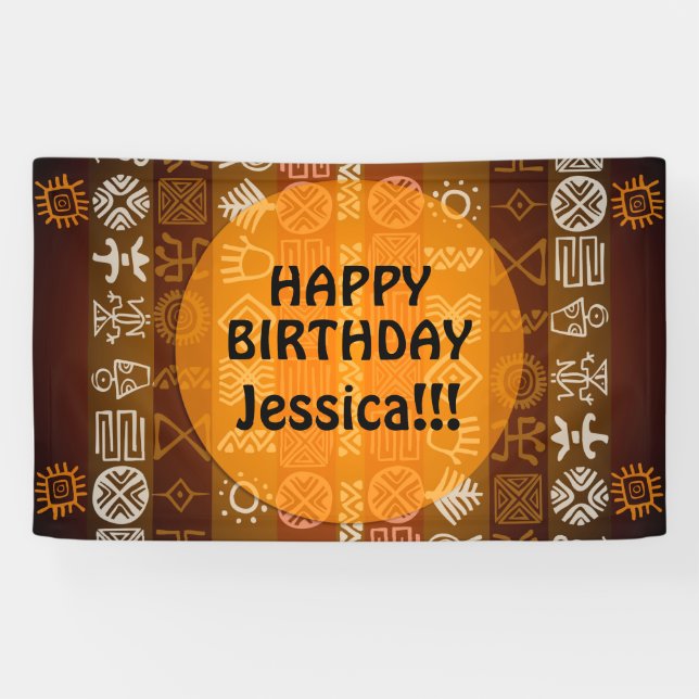 Summer Ethnic Happy Birthday custom Outdoor Banner (Horizontal)