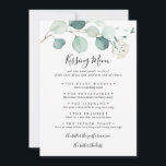Summer Eucalyptus Wedding Kissing Menu Game Card<br><div class="desc">This summer eucalyptus wedding kissing menu game card is perfect for a simple wedding reception. The design features beautiful hand-painted watercolor green eucalyptus leaves,  inspiring natural charm.</div>