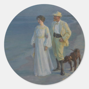  Summer Evening at Skagen Beach Classic Round Sticker