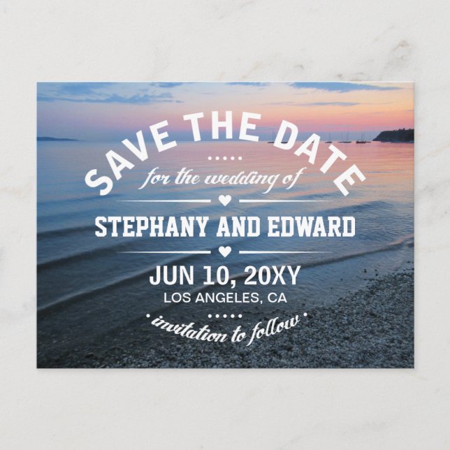 Summer Evening Sunset Sea Save the Date Postcard (Front)