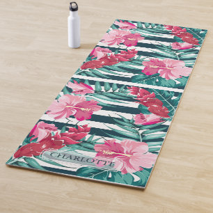 Summer Exotic Flowers Monogram Yoga Mat