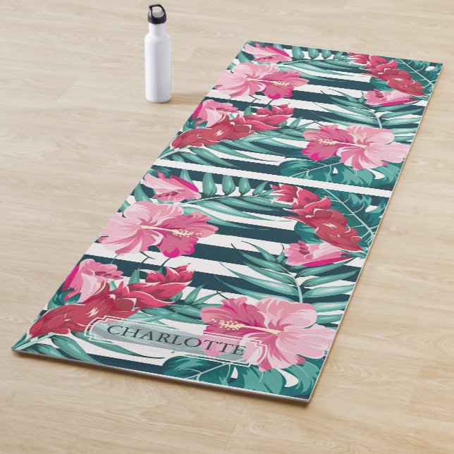 Summer Exotic Flowers Monogram Yoga Mat (In Situ)