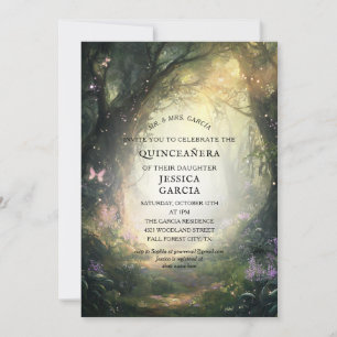Summer Fairy Tale Enchanted Forest  Quinceañera  Invitation