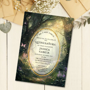 Summer Fairy Tale Enchanted Forest Quinceañera Invitation