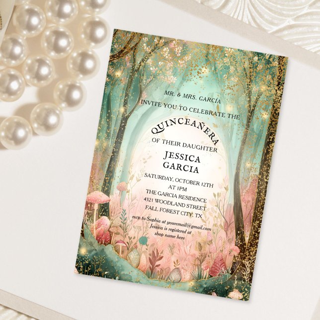 Summer Fairy Tale Enchanted Forest  Quinceañera  Invitation (enchanted forest quinceanera invitation)