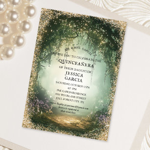 Summer Fairy Tale Enchanted Forest Quinceañera Invitation