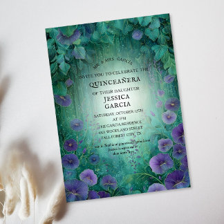 Summer Fairy Tale Enchanted Forest Quinceañera Invitation
