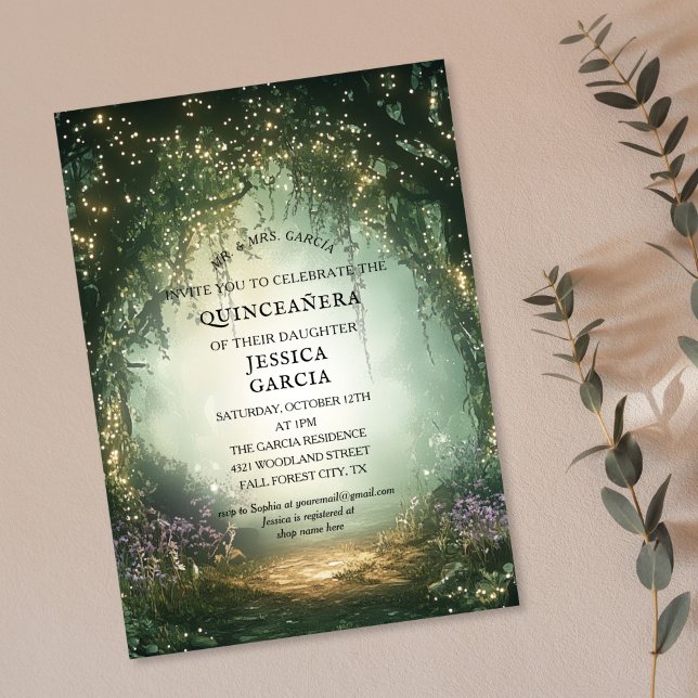 Summer Fairy Tale Enchanted Forest  Quinceañera  Invitation (ENCHANTED FOREST)
