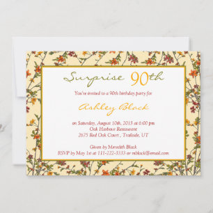 Summer Fall Garden Floral 90th Birthday Invitation