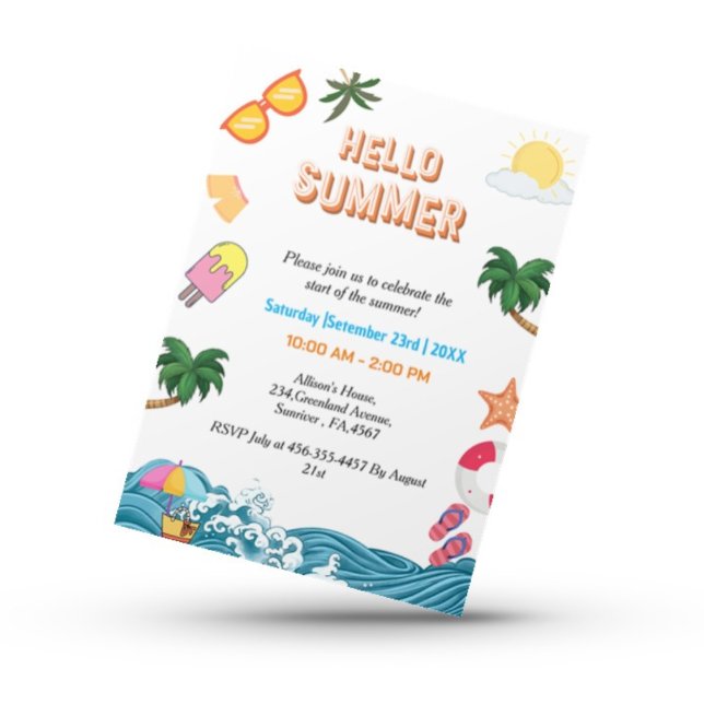 Summer  family beach pool party  invitation (Creator Uploaded)