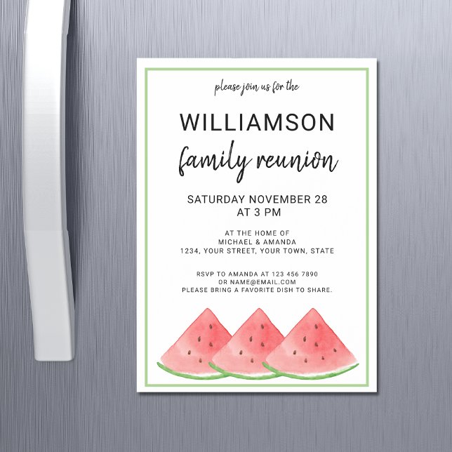 Summer Family Reunion Watermelon Magnetic Invitation (Creator Uploaded)