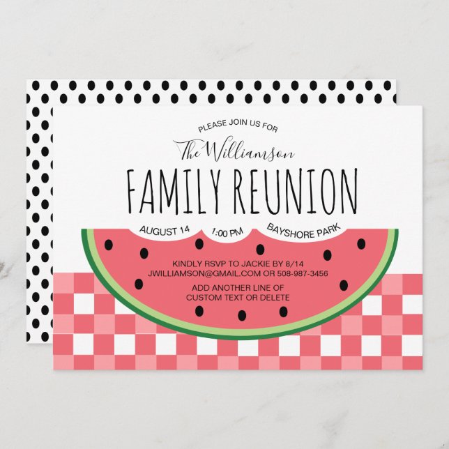 Summer Family Reunion Watermelon Picnic Invitation (Front/Back)