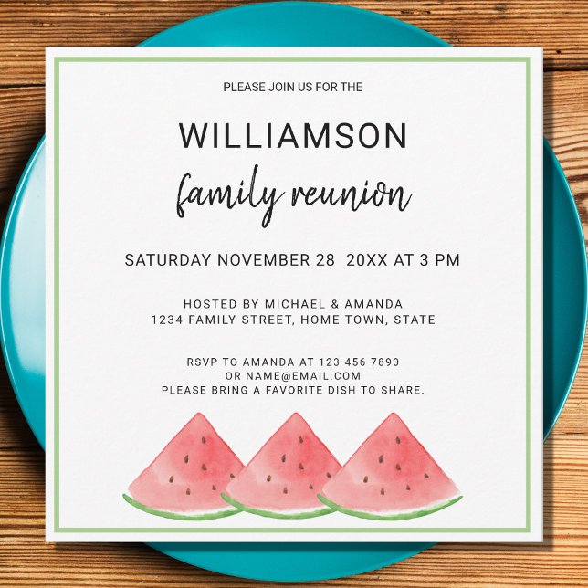 Summer Family Reunion Watermelon Picnic Party  Invitation (Creator Uploaded)