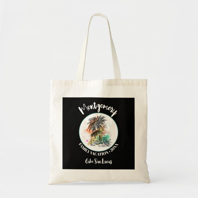 Summer Family Vacation Black Tote Bag (Front)
