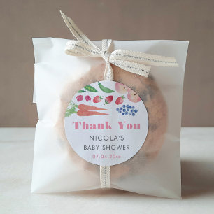 Summer Farmers Market Girl Baby Shower Favour Classic Round Sticker
