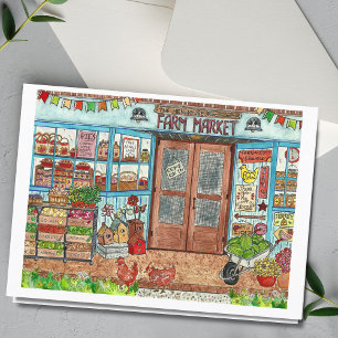 Summer Farmer's Market Watercolor Card