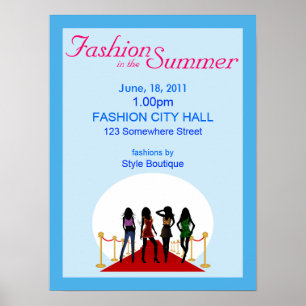 Summer Fashion Show Designer Custom Blue Posters