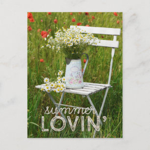 Summer Field Wild Flowers Poppies + Text Postcard