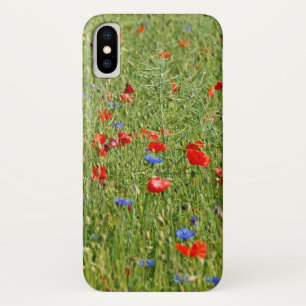 Summer field with red and blue flowers iPhone x case
