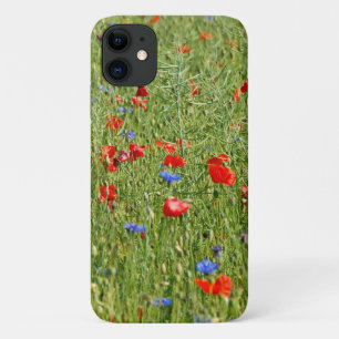 Summer field with red and blue flowers iPhone 11 case