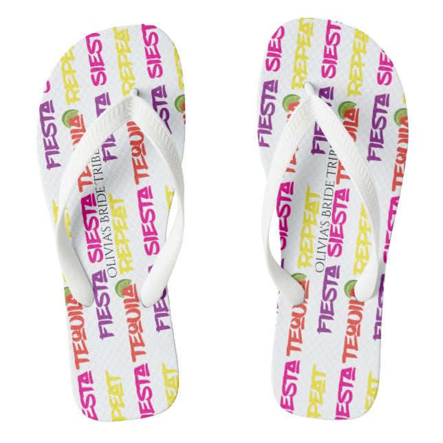 Summer Fiesta Siesta Tequila Repeat Bride Tribe Thongs (Footbed)