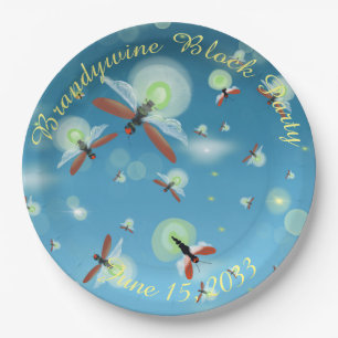 Summer Firefly Blue Ombre Custom Paper Plate