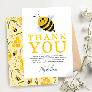 Summer First Bee Day 1st Birthday Thank You Card