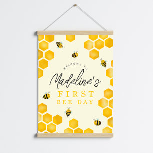 Summer First Bee Day 1st Birthday Welcome Sign