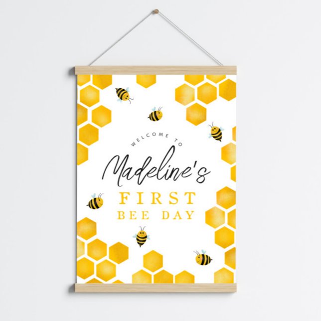 Summer First Bee Day 1st Birthday Welcome Sign (Creator Uploaded)