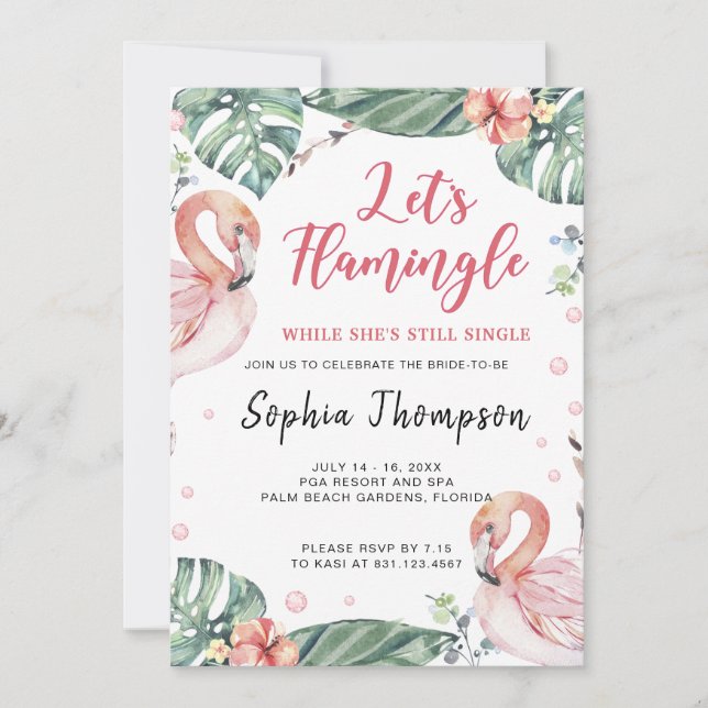 Summer Flamingo Bachelorette Party Invitation (Front)