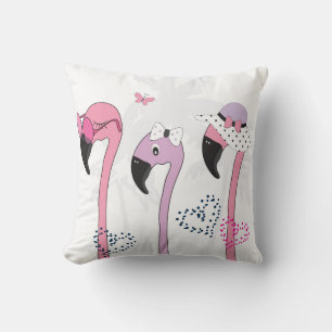 Summer Flamingo: Beach Vintage Illustration. Cushion