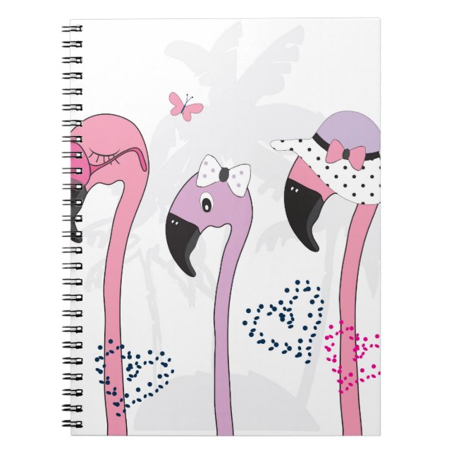 Summer Flamingo: Beach Vintage Illustration. Notebook (Front)