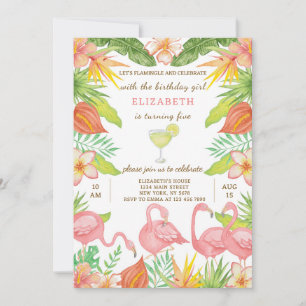 Summer Flamingo Birthday Invitation
