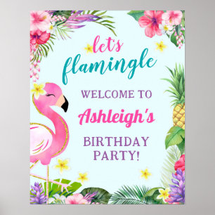 Summer Flamingo Birthday Party Welcome Sign