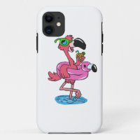 Summer Flamingo cartoon | choose background colour