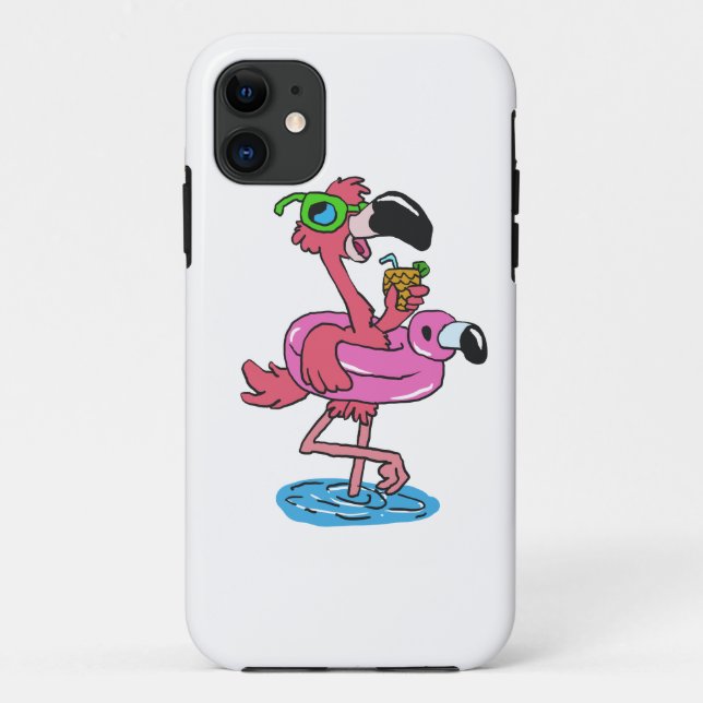 Summer Flamingo cartoon | choose background colour Case-Mate iPhone Case (Back)