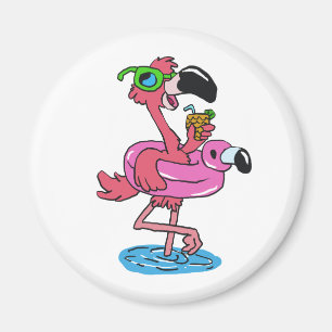 Summer Flamingo cartoon choose background colour Magnet
