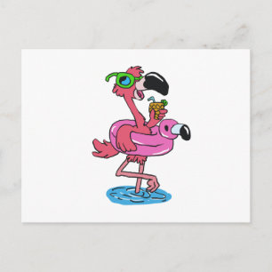 Summer Flamingo cartoon   choose background colour Postcard