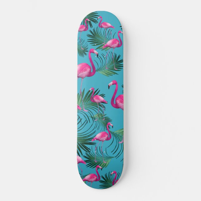 Summer Flamingo Palm Vibes #2 Skateboard (Front)