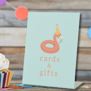 summer flamingo popsicle kids birthday pool party pedestal sign