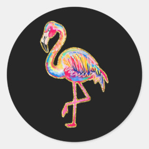 Summer Flamingo Tropical Hawaii Beach Summer Vacat Classic Round Sticker