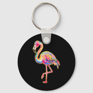 Summer Flamingo Tropical Hawaii Beach Summer Vacat Key Ring