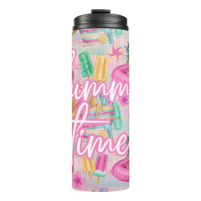 Summer Flamingo Tumbler | Pink Beach Drinkware (Front)